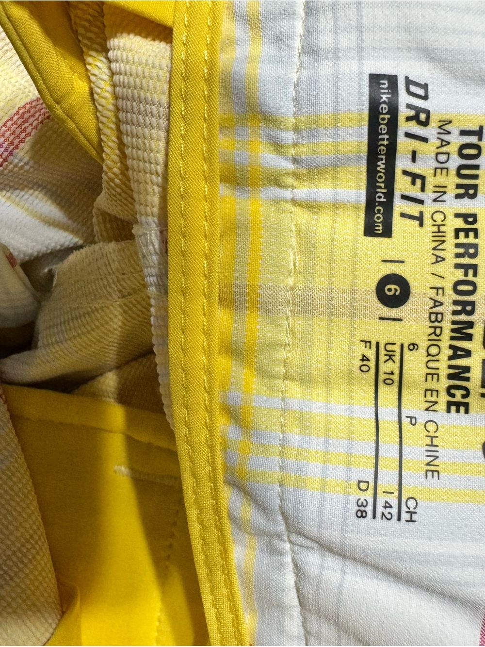 Nike Yellow Plaid Golf Shorts